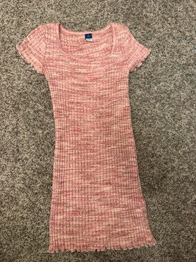Old Navy Heathered Pink Ribbed Short Sleeve Top